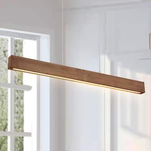 Angelo 20-Watt Integrated LED Linear Brown Wood Island Chandelier for Kitchen Dining Room