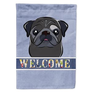28 in. x 40 in. Polyester Black Pug Welcome Flag Canvas House Size 2-Sided Heavyweight