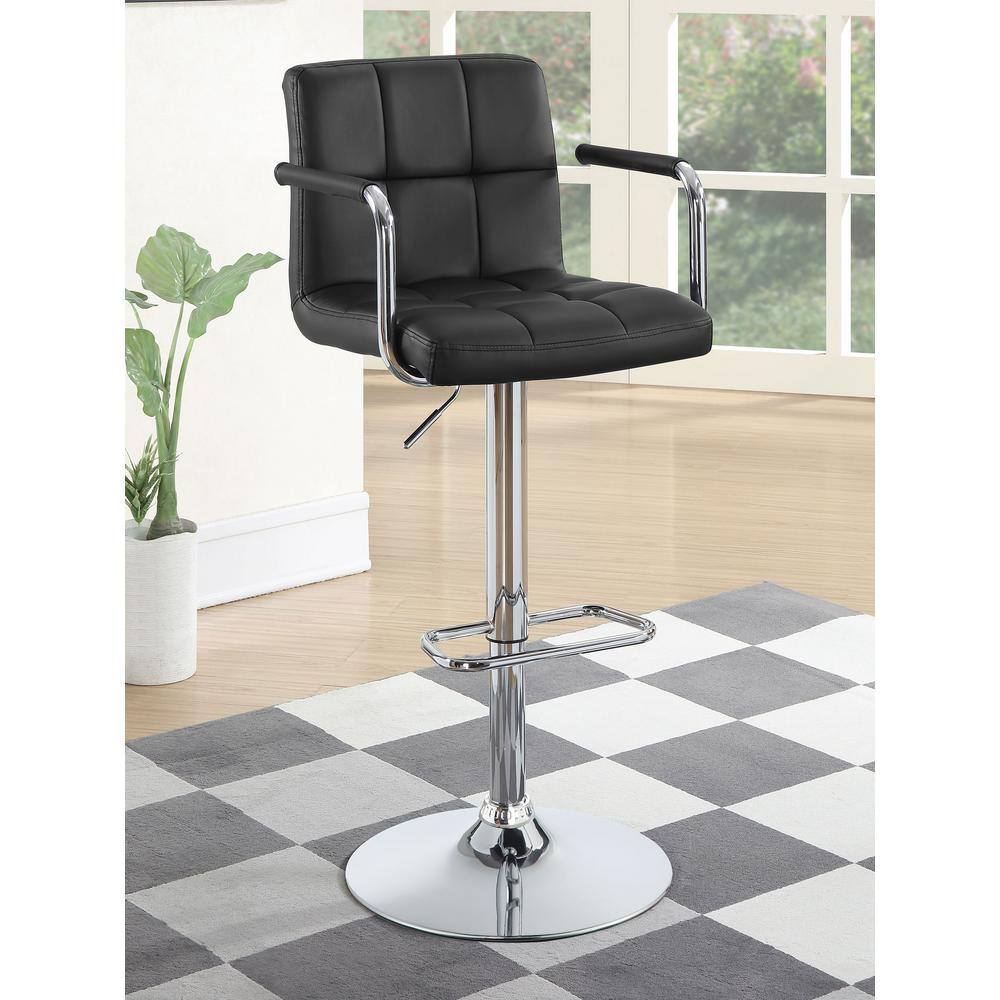 Adjustable Black Leatherette and Chrome Bar Stool