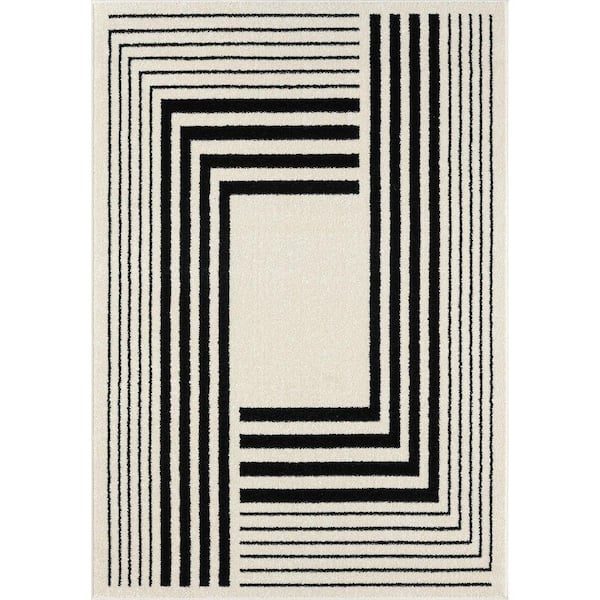 Deco Beige 7 ft. 9 in. x 10 ft. 2 in. Modern Polypropylene Area Rug
