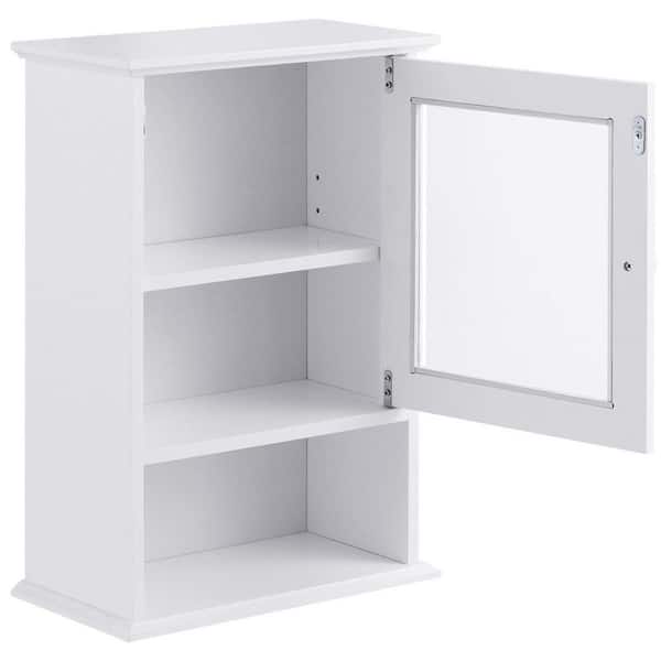 Gymax 14 in. W Wall Mounted Bathroom Wall Cabinet Storage Organize Hanging Medicine Adjustable Shelf White