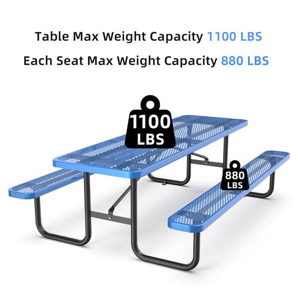 Zeus & Ruta 96 in. Expanded Metal Rectangular Outdoor Picnic