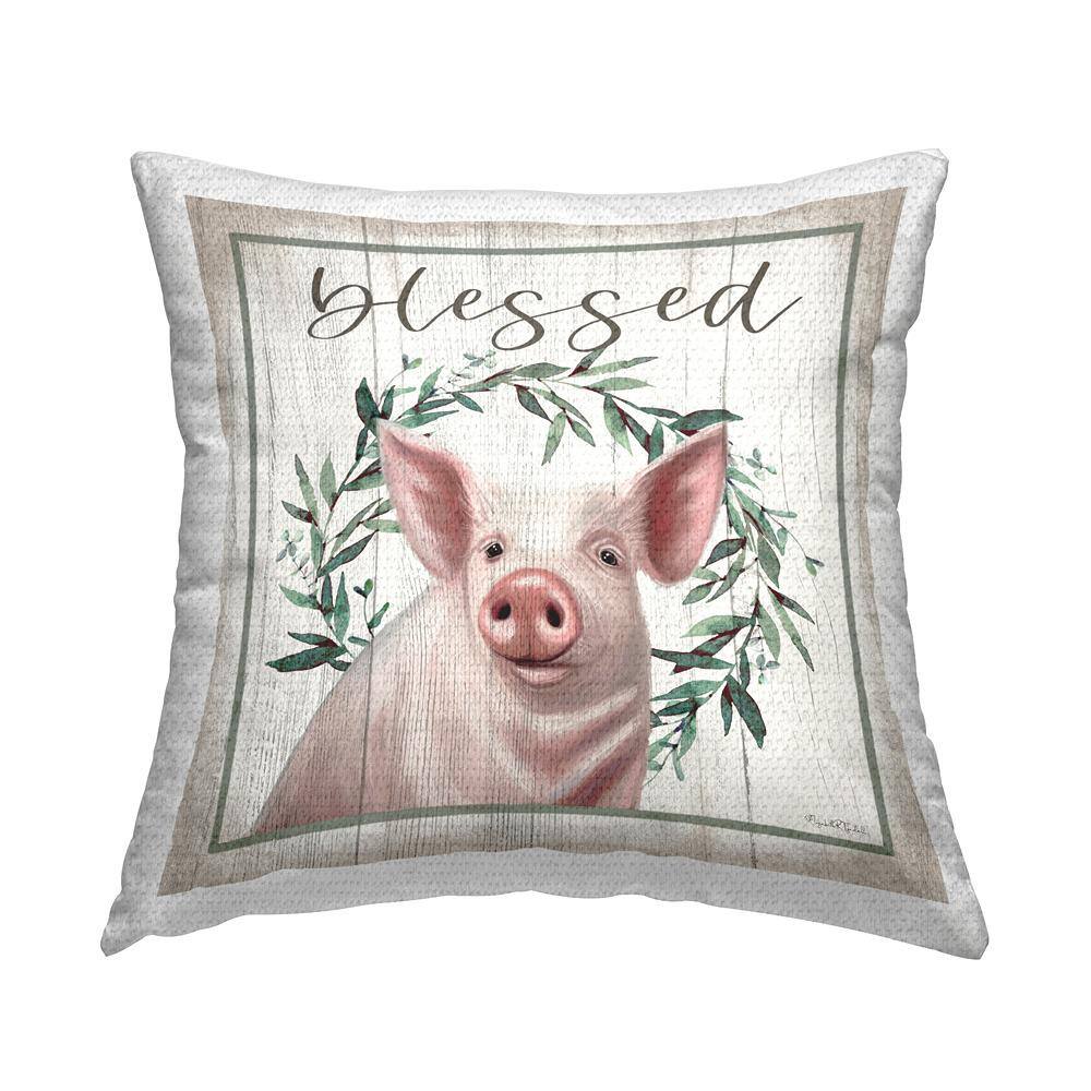Blessed Farmhouse Pig Rustic Wreath Beige Square Outdoor Throw Pillow price history on PriceWatchPro