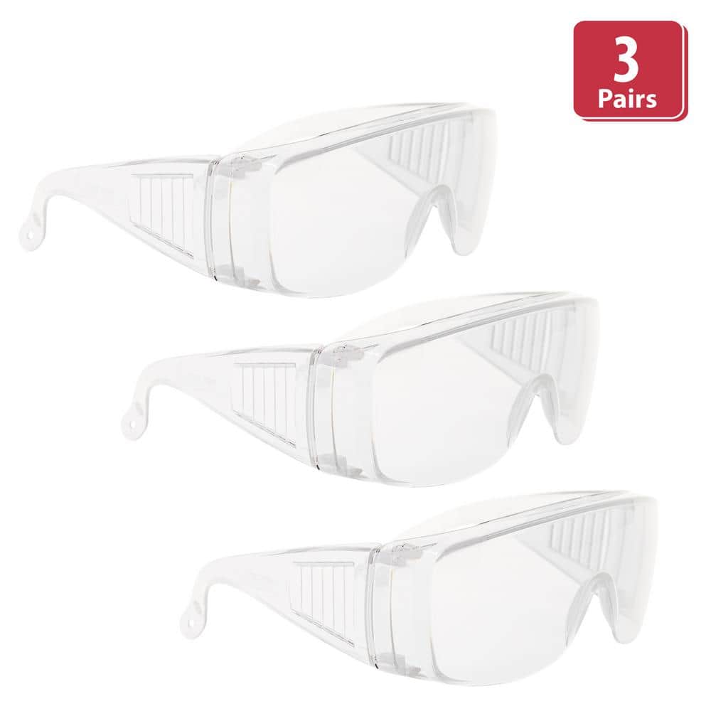 Safe Handler Clear Diamont Vented Over Clear Safety Glasses, ANSI Z87.1,  Anti-Scratch (3-Pairs) SH-VOSG-CLLCLT-ES12-3 - The Home Depot
