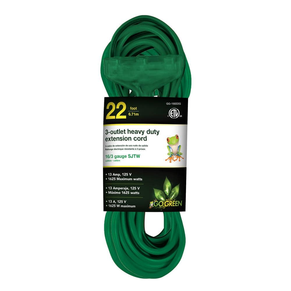 22 ft. 16/3 3-Outlet Heavy Duty Extension Cord, Green price history on PriceWatchPro