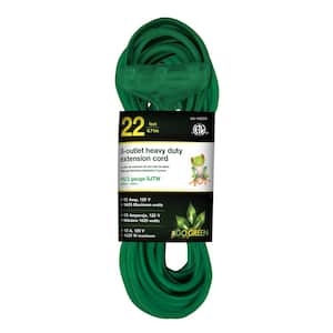 22 ft. 16/3 3-Outlet Heavy Duty Extension Cord, Green