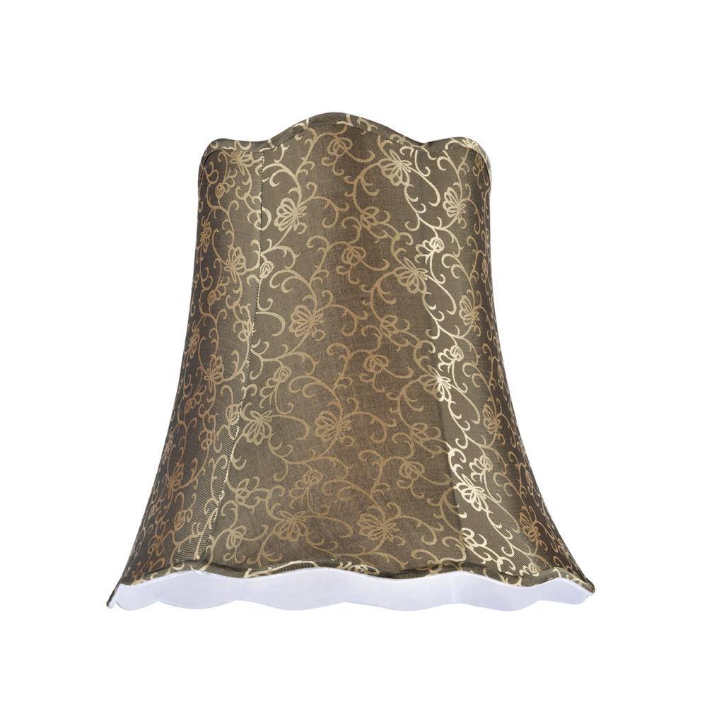 Light Gold Jacquard Textured Fabric Bell Lamp Shade, 16"