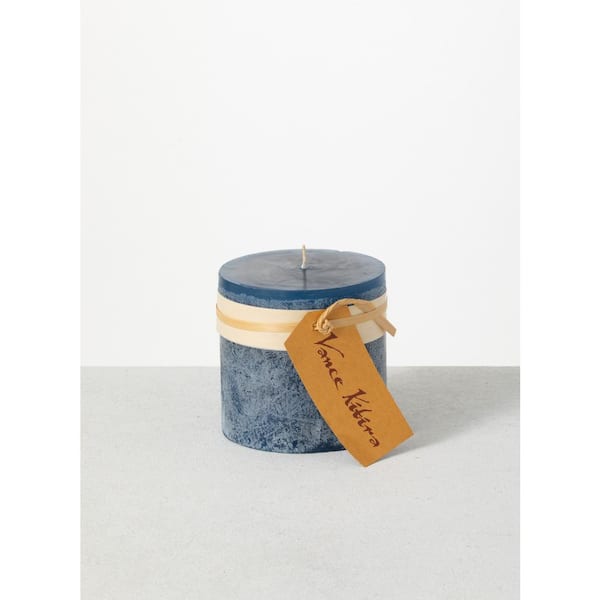 Vance Kitira 4.25 in. English Blue Timber Pillar Candle