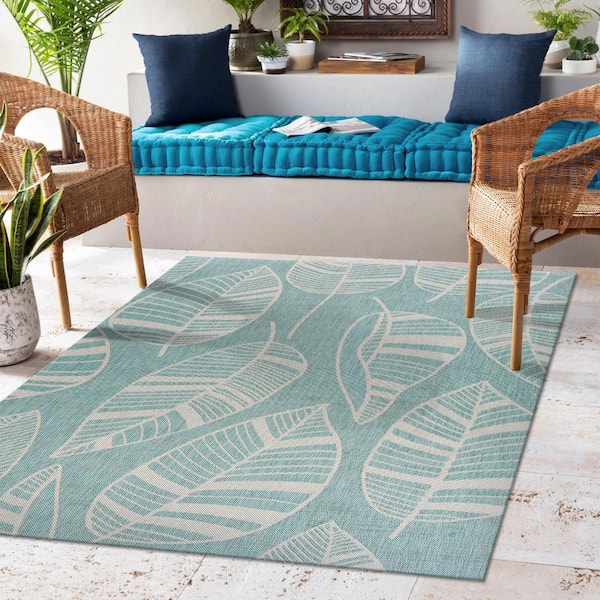 Sanibel Teal Cream 5 Ft 3 In X 7, Teal And Cream Rug