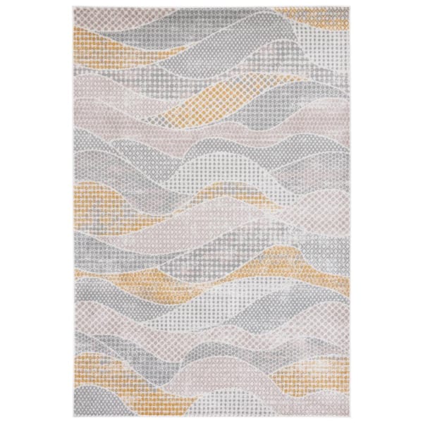 SAFAVIEH Skyler Collection Gray Beige/Gold 5 ft. x 8 ft. Abstract Stiped Area Rug