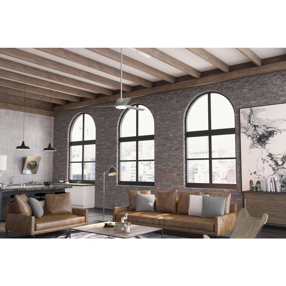 Matte Silver 52" 3-Blade Ceiling Fan with LED Light and Remote