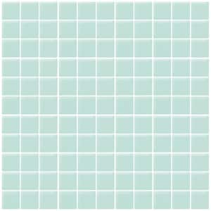 Ice Blue 11.8 in. x 11.8 in. 1 in. x 1 in. Matte Finished Glass Mosaic Tile (9.67 sq. ft./Case)