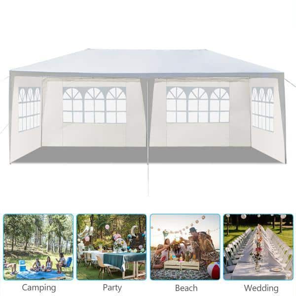 White 10' x 20' Heavy Duty Outdoor Canopy Tent with Removable Walls