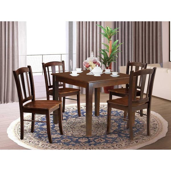 East West Furniture 5-Piece Mahogany Finish Solid Wood Top - Dining Room Set - Seats-4