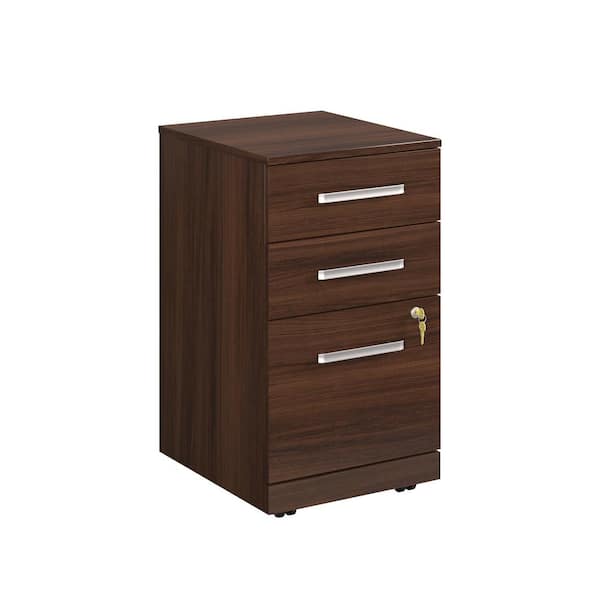 Unbranded Affirm 3-Drawer Noble Elm 28.425 in. H x 15.551 in. W x 19.449 in. D Engineered Wood Mobile File Cabinet (Assembled)