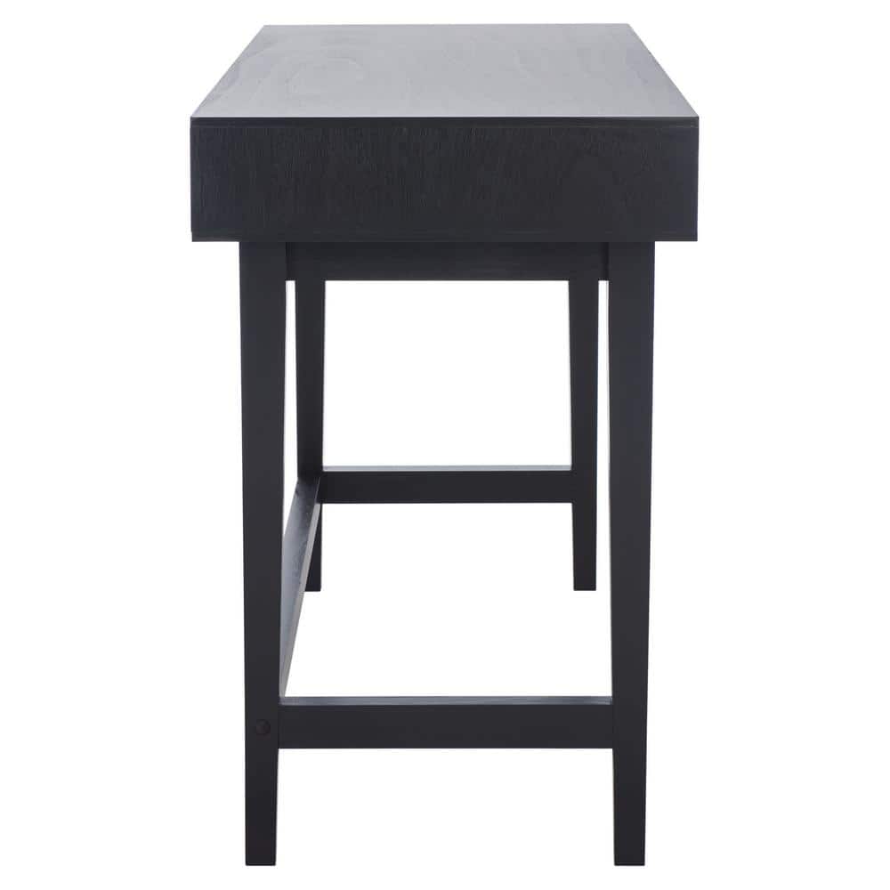 Black Mid-Century Modern Wood Desk with 3 Drawers