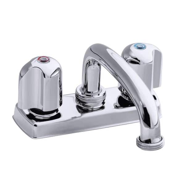 KOHLER Trend 4 in. 2-Handle Low-Arc Bathroom Tray Faucet in Polished Chrome