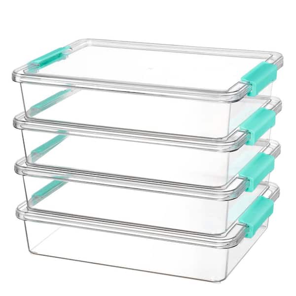 Afoxsos Clear 14.25 in x 10.51 in Plastic Storage Bins with Lids