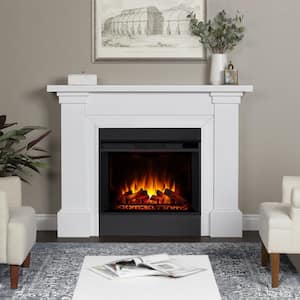 Manus Grand 64 in. Freestanding Wooden Electric Fireplace in White