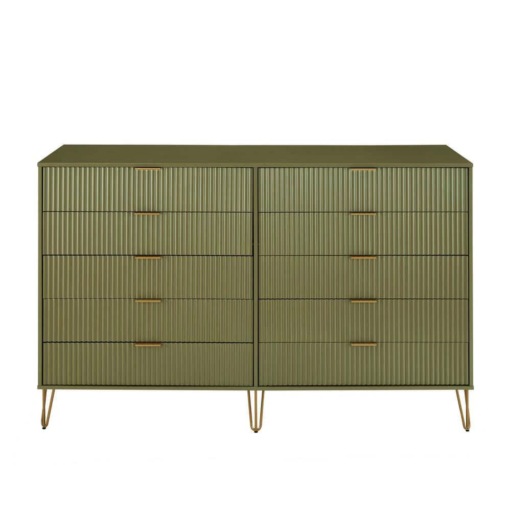 Manhattan Comfort DUMBO Olive Green Modern 10Drawer 69.68 in. W Double