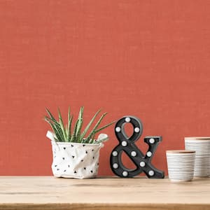 Fusion Collection Linen Effect Texture Orange Matte Finish Non-pasted Vinyl on Non-woven Wallpaper Roll