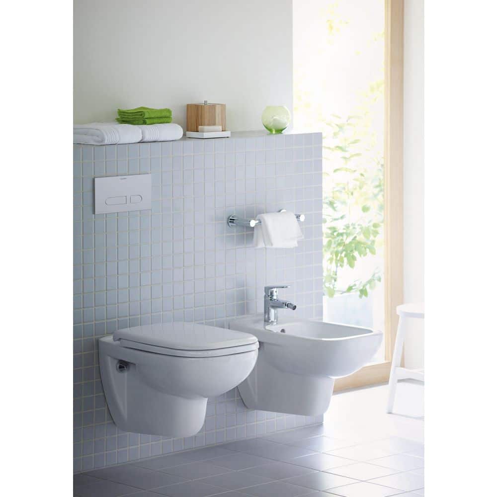 White Wall Mounted Dual Flush Elongated Toilet Bowl