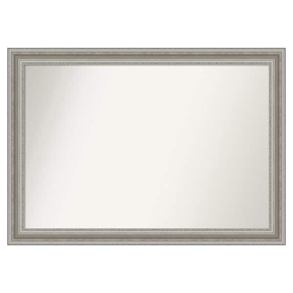 Amanti Art Parlor Silver 51.5 in. x 36.5 in. Cusom Non-Beveled Framed Bathroom Vanity Wall Mirror