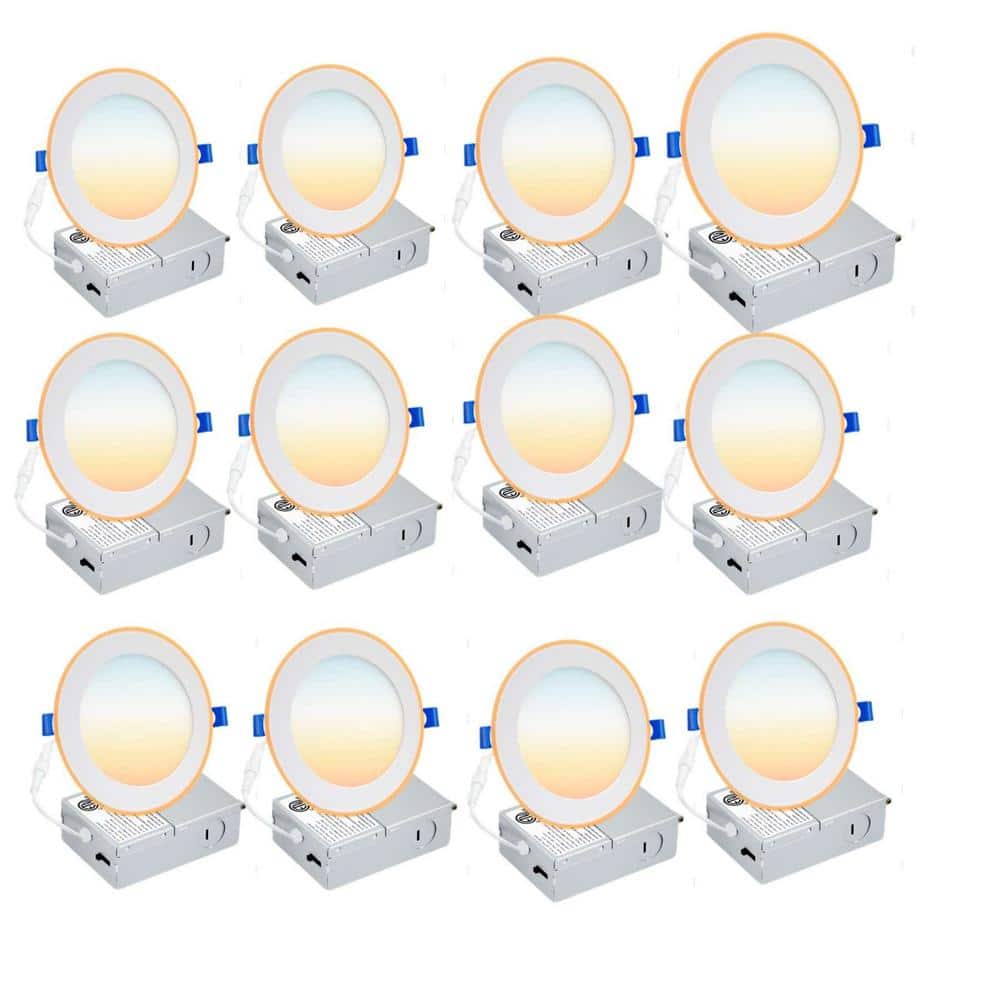 4 in. 5CCT Color Selectable Recessed LED Downlight with Night Light 750 Lumen LED Recessed Ceiling Light (12-Pack) price history on PriceWatchPro