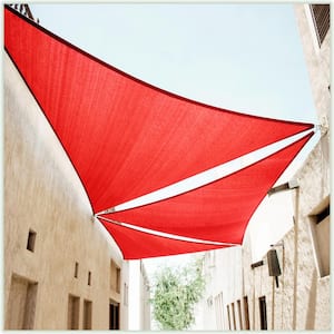 18 ft. x 18 ft. x 25.5 ft. 190 GSM Red Right Triangle Sun Shade Sail with Triangle Kit