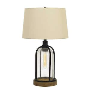 27 in. Black Metal 2-Light Table Lamp with Eggshell Empire Shade