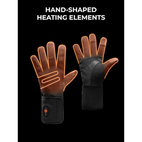 Unisex Small Black/Gray 7.4-Volt 3-in-1 Rechargeable Heated Gloves with Lithium-Ion Batteries