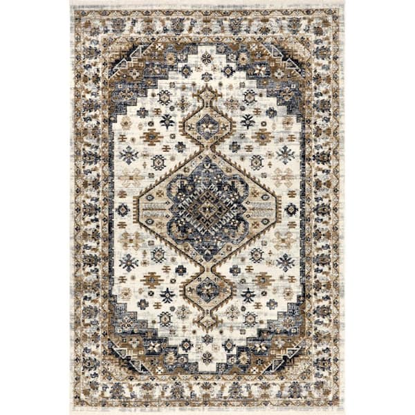 nuLOOM Lakelynn Persian Medallion Light Blue 8 ft. x 10 ft. Oriental Area Rug