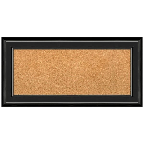 Amanti Art Ridge Black 35.50 in. x 17.50 in. Framed Corkboard Memo Board