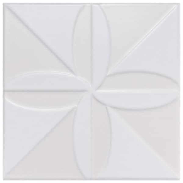 Merola Tile Triplex Fronteira White 7-3/4 in. x 7-3/4 in. Ceramic Wall Tile (10.5 sq. ft./Case)