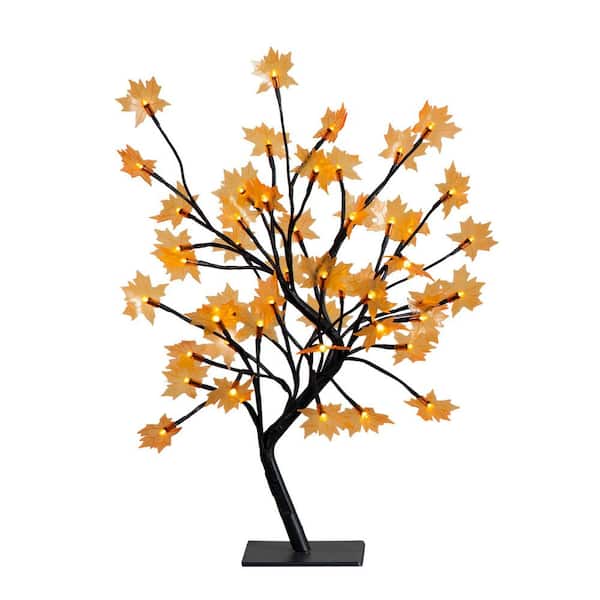 1.5 ft. Pre-Lit Autumn Artificial Maple Fall Tree with 48 Warm White LED Maple Shaped Lights