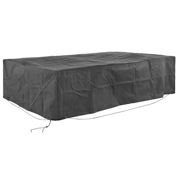 Large Grey Rectangular Outdoor Sofa Cover, Weatherproof Sectional Patio Furniture Cover with Toggles