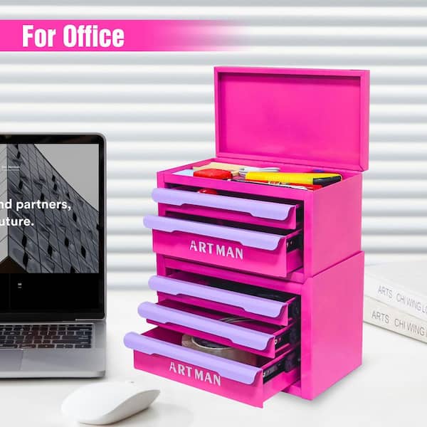 Seafuloy 11.22 in. W x 12.66 in. H Purple-Rose Red 5-Drawer Steel