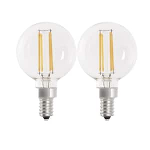 40-Watt Equivalent G16.5 Globe Dimmable Filament Clear E12 Candelabra LED Vintage Edison LIght Bulb, Bright White 2-Pack