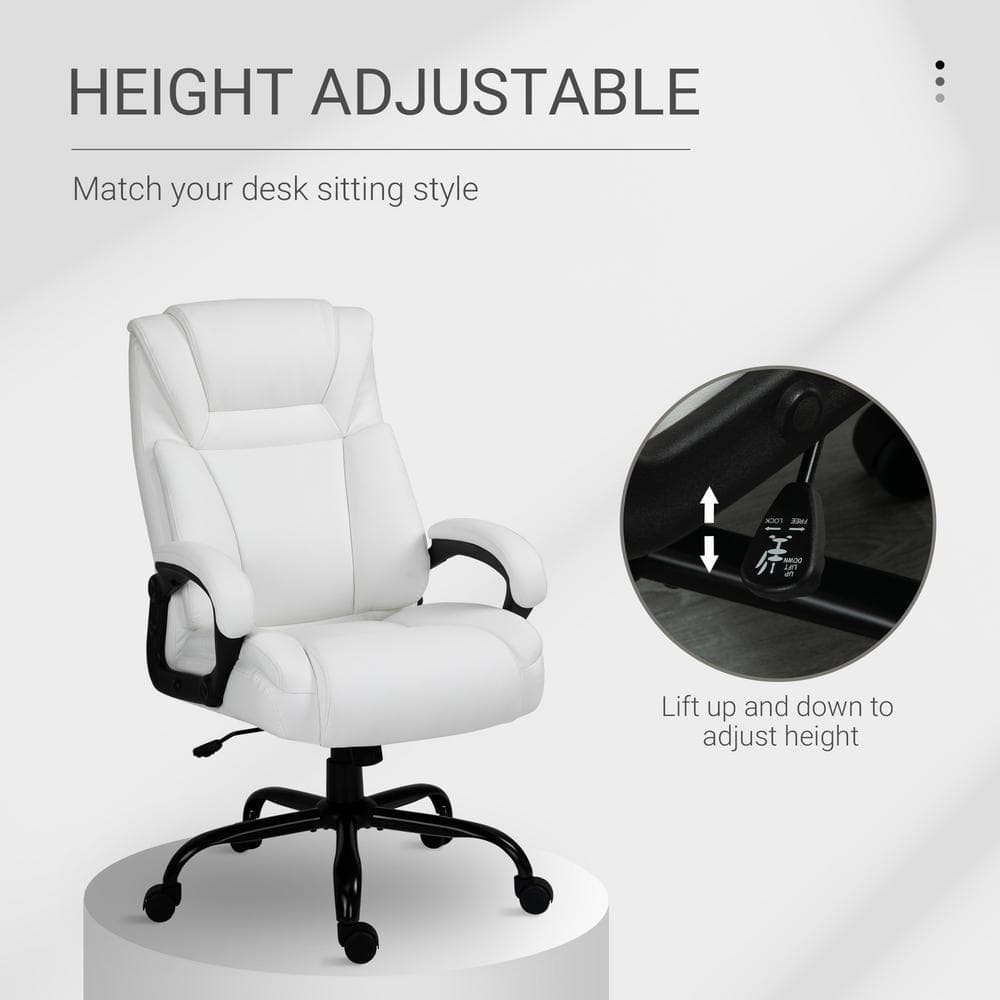 White Faux Leather High Back Executive Swivel Office Chair
