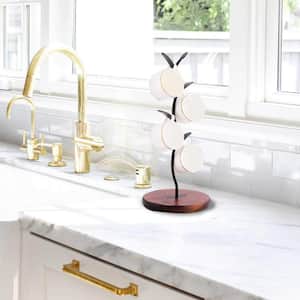 Black Coffee Mug Holder Countertop, Mug Tree with Wood Base, Tea Cup Storage Rack for Kitchen Cafe Office Breakroom