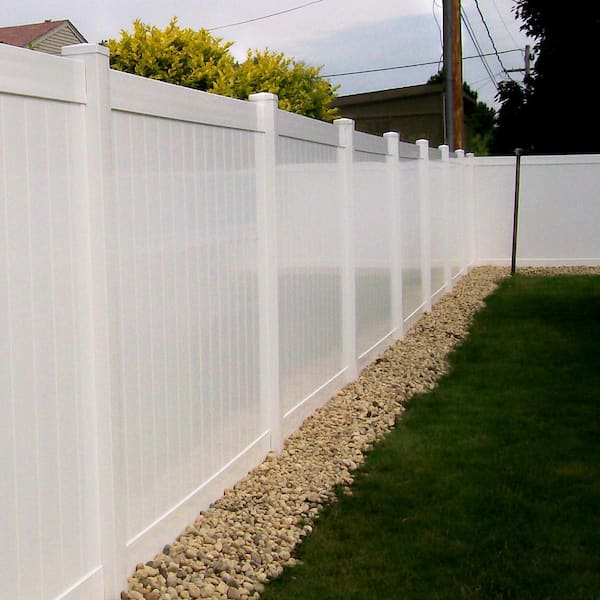 Weatherables 5 in. x 5 in. x 8 ft. White Vinyl Fence End Post