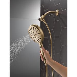 7-Spray Patterns 1.75 GPM 6.19 in. Wall Mount Handheld Shower Head with SureDock Magnetic in Lumicoat Champagne Bronze
