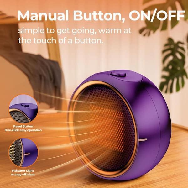 Purple Indoor Electric PTC Ceramic Tower Heater Radiant Heating