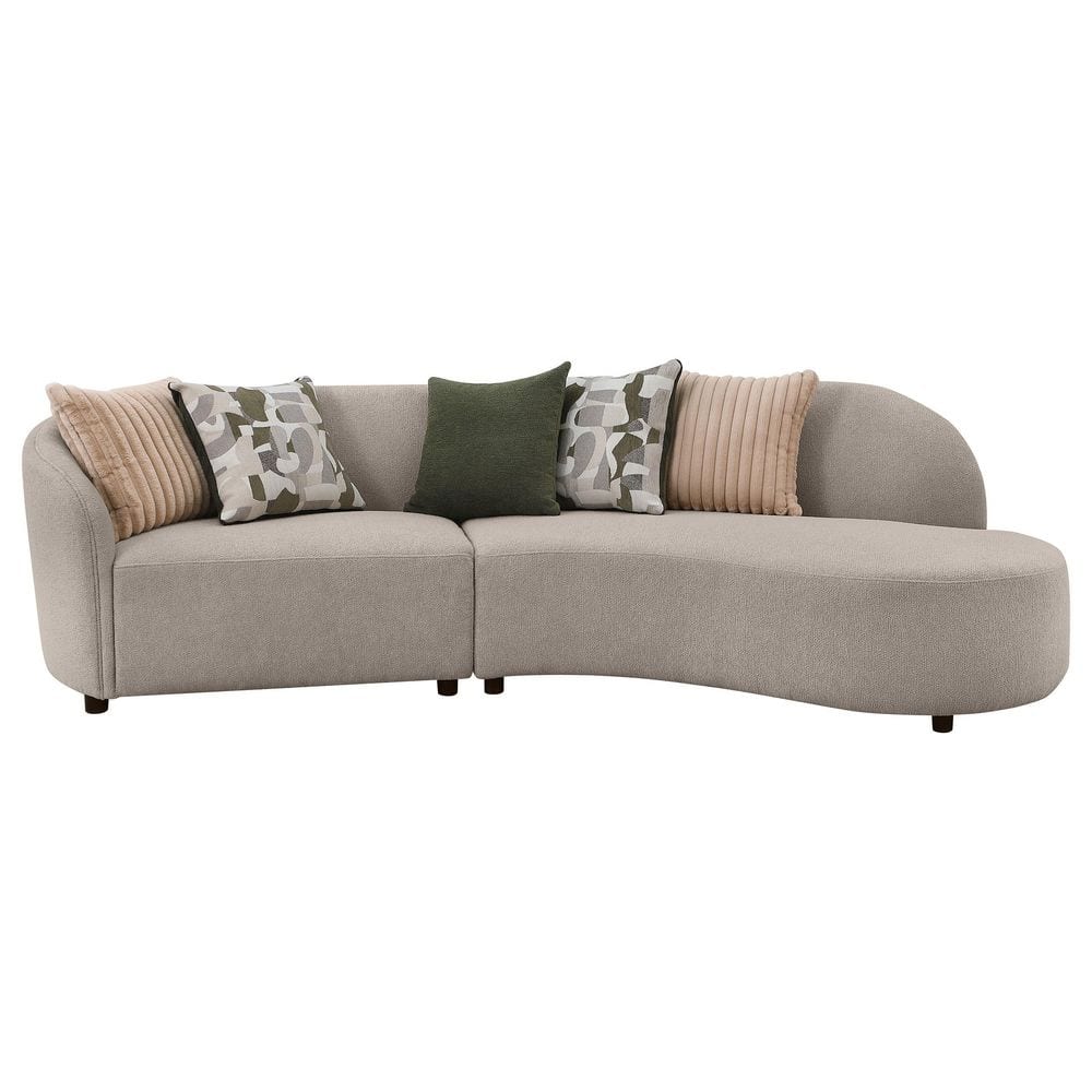 Greige Fabric Upholstered Two-Piece Curved Sectional Sofa