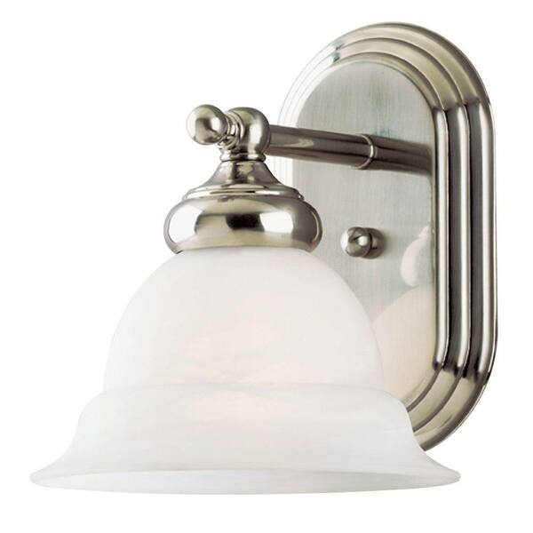 Westinghouse 1-Light Brushed Nickel Interior Wall Fixture with Frosted White Alabaster Glass