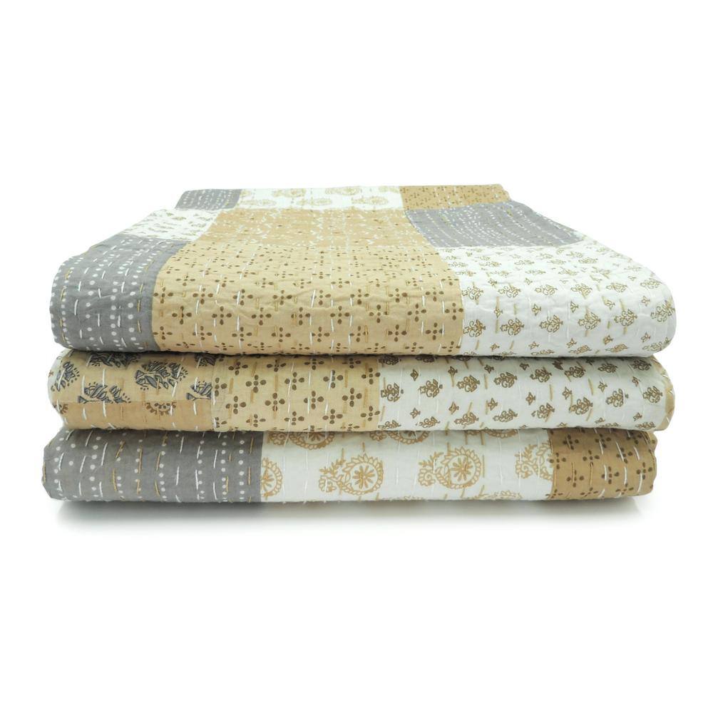Soft Nude Cotton Patchwork Throw Blanket