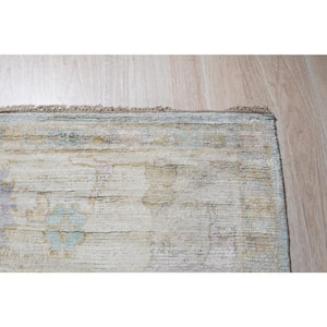 Lt.Blue/Lt.fawn 9 ft. x 12 ft. Hand-Knotted Natural Silk Classic Natural Silk Oushak Rug Area Rug
