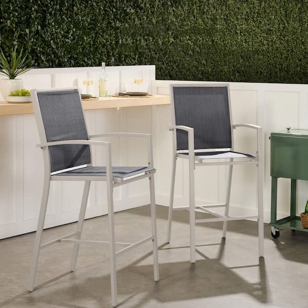Unbranded Metal Outdoor Bar Stool (2-Pack) with Footrests