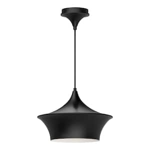 Emiko 12 in. 1 Light 60-Watt Matte Black Pendant Light