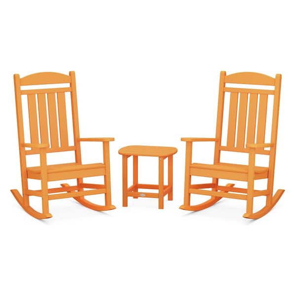 POLYWOOD Presidential Tangerine 3-Piece Plastic Patio Conversation Set